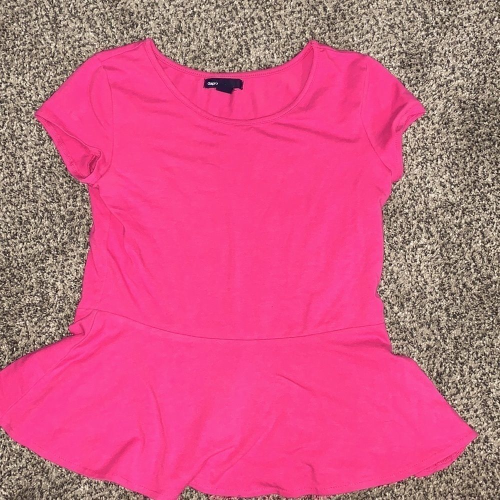 Gap - Peplum Cotton Pink Short-Sleeved T-Shirt - Size L